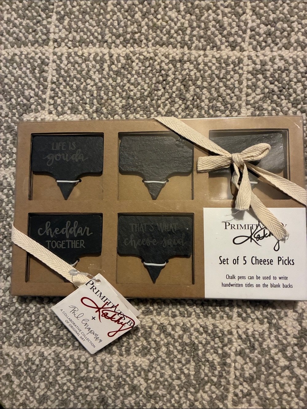 Primitive Black Chalkboard Cheese Picks - Set of 5